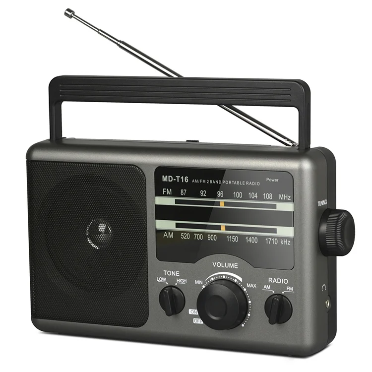Portable AM FM Radio Battery Operated or AC Power Large Tuning Knob Elder Home Radio