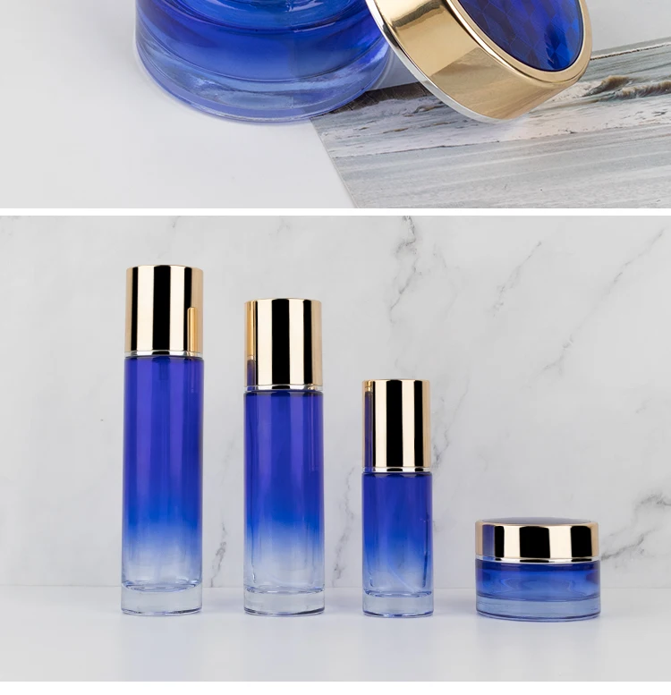 Custom Empty Skincare Lotion Serum Oil Face Emulsion Pump Spray Bottles Cream Jar Luxury Glass Cosmetic Container Packaging Set supplier