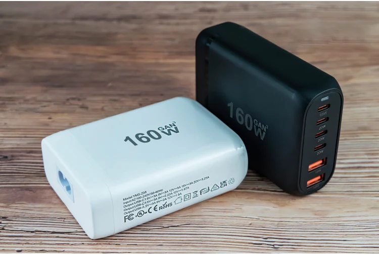 160W USB C充电器C型PD 65W GaN快速充电4 usb-c + 2 usb-a 6端口台式充电器站，用于手机平板电脑和笔记本电脑