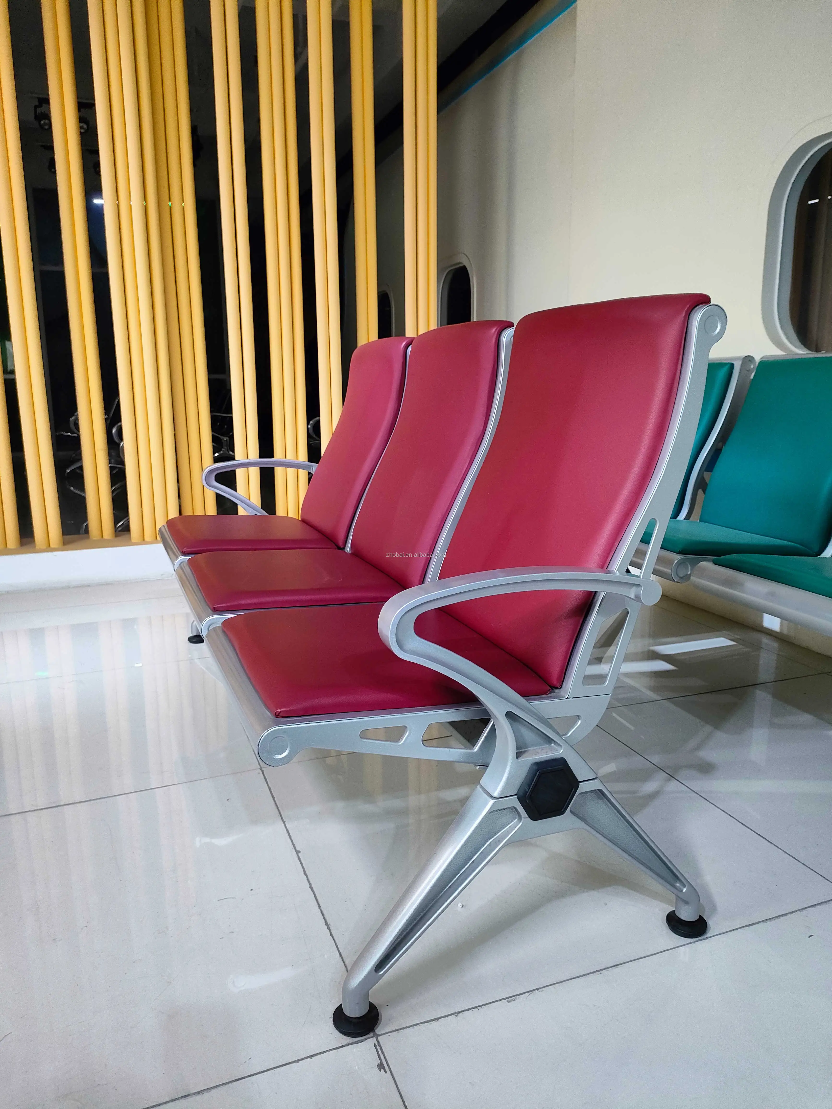 Modern PU Leather3 Seat Armrest Waiting Room Chairs for Dining Lobby Conference Reception Guest Seating Clinics Barber Salons 4