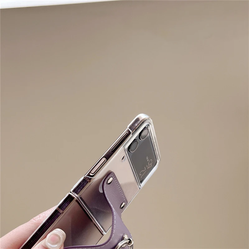 Folding Phone Case With Ring For Samsung Galaxy Z Flip 4 Clear Hard Pc