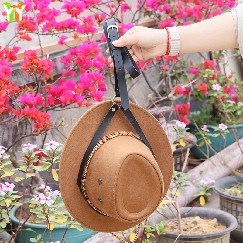 Leather Cowboy Hat Rack Travel Luggage Clip PU Leather