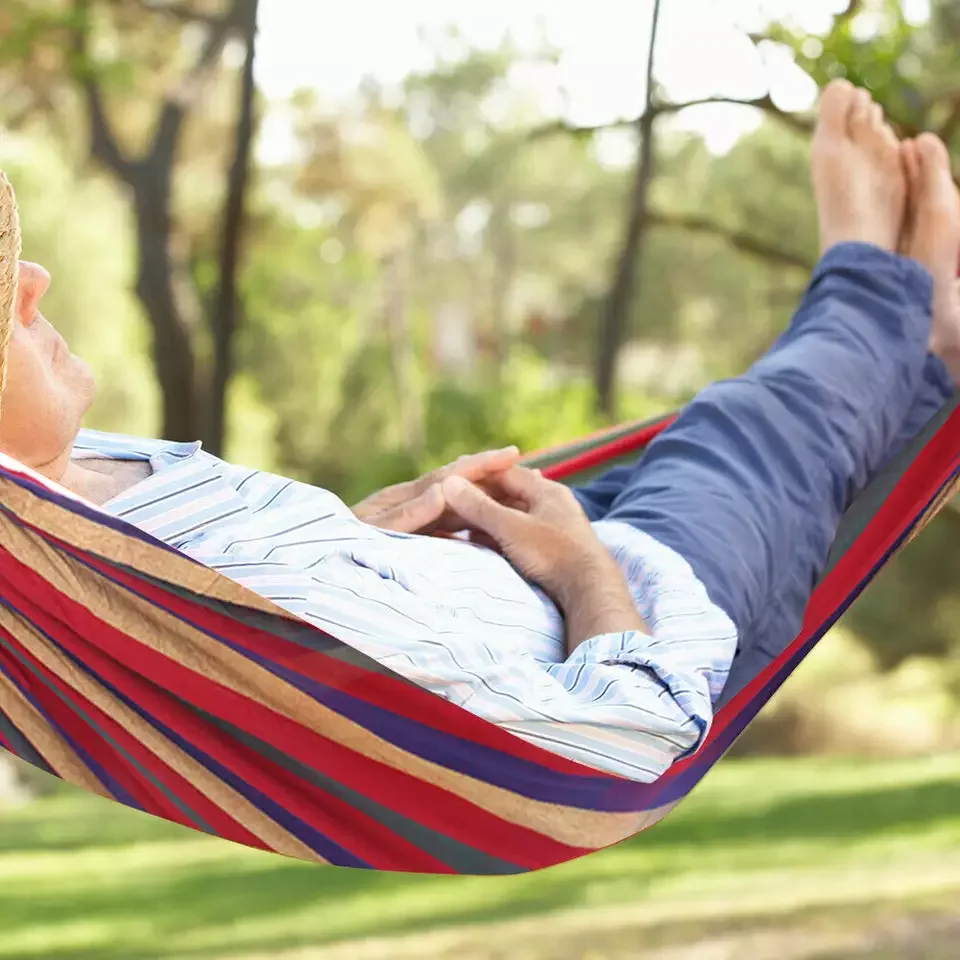 Sleeping Camping Hammock Outdoor Portable Nylon Canvas Travel Washable Swing Bed Free Storage Bag Camping & Hiking Gear Foldable