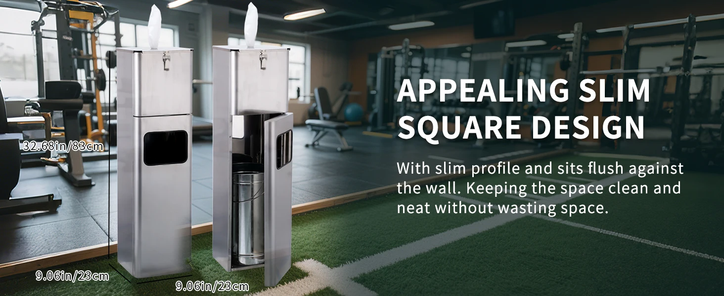 Custom Square Stainless Steel Standing Sanitizing Wipes Dispenser Station Wet Wipes Dispenser Stand for Gym