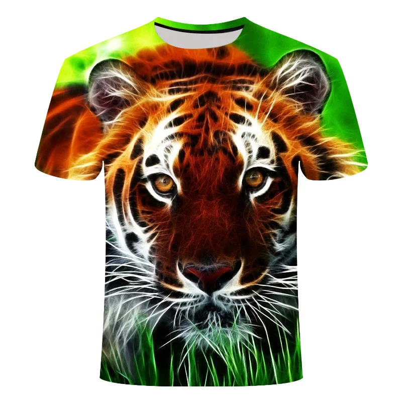 Source plus man lion tiger 3d printing t shirt polyester short