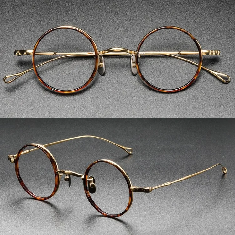 Handcrafted Retro Small Round Optical Frame Glasses Good Quality Titanium Metal Spectacle Eyeglasses Solid Pattern Made Vietnam