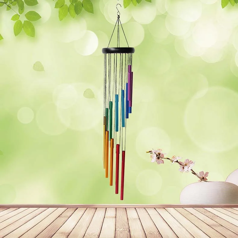 Hot Sale Eco-Friendly Rotating Wind Chimes Steel Iron Garden Wind Chime with Colored Wood for Home Wall Decor Lawn Craft Use