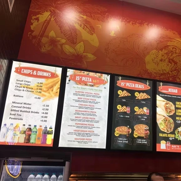 UL Listed Menu Light Box Movie Poster Light Box LED Snap Frame Advertising Light Boxes