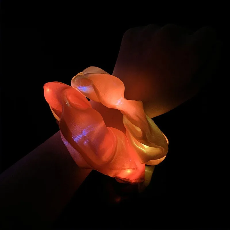 Прямая продажа с фабрики для девочек светодио дный светящийся ободок волос Цветная атласная ткань повязка вечерние свадебные