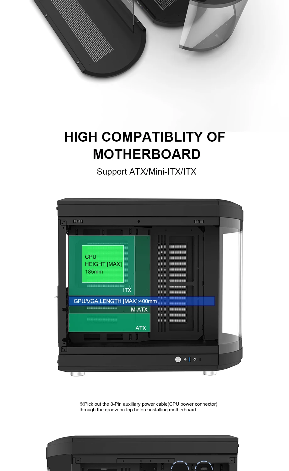 RGB Gaming Case Tempered Glass PC Case with Water Cooling