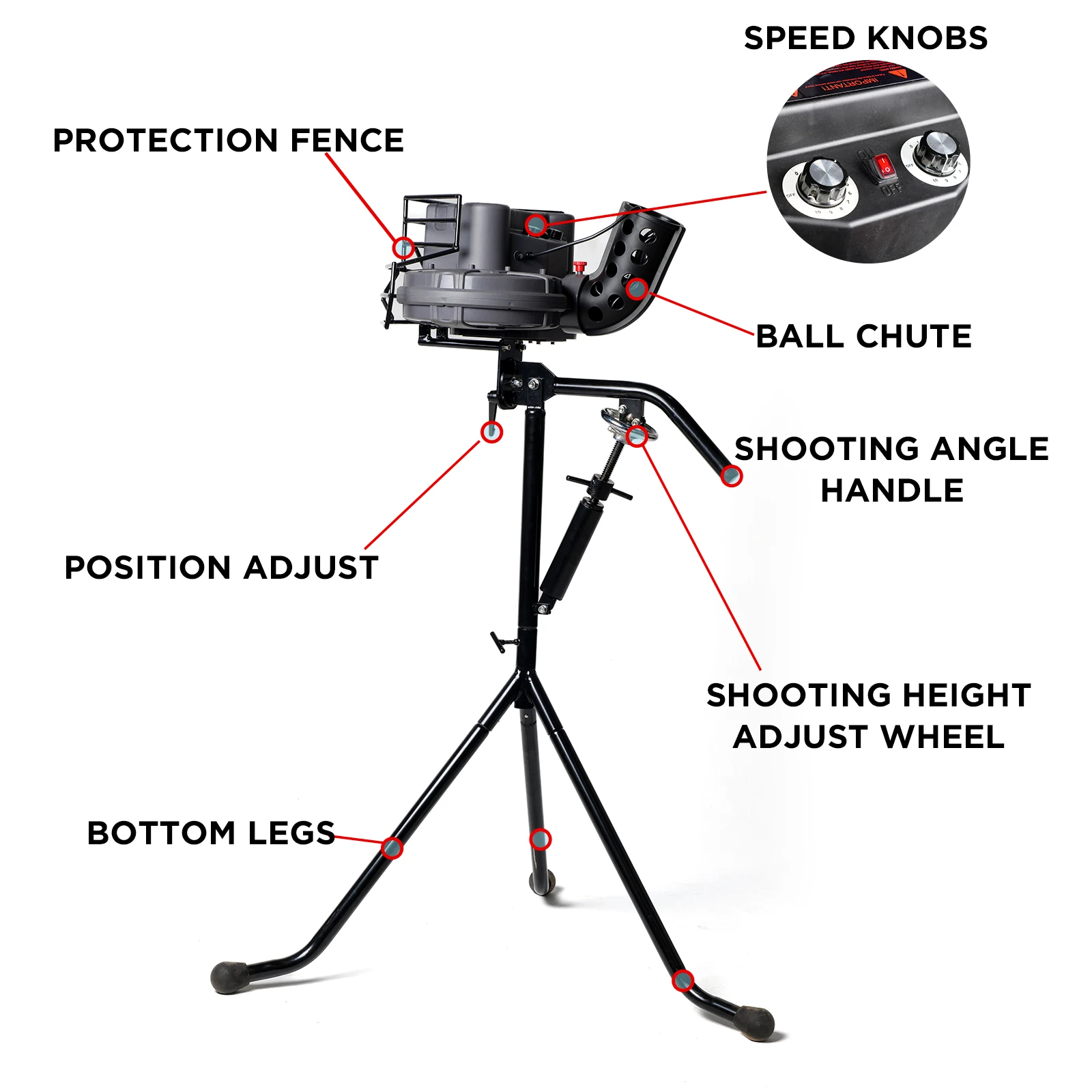Furlihong 898BH Baseball Soft Toss Machine, Angle Adjustable, Step On Paddle And Release To - View #3