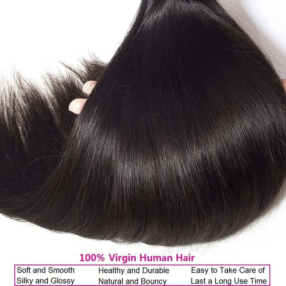 Extensions di capelli umani lisci neri naturali brasiliani spessi 14-30 pollici per donne_voghion.com