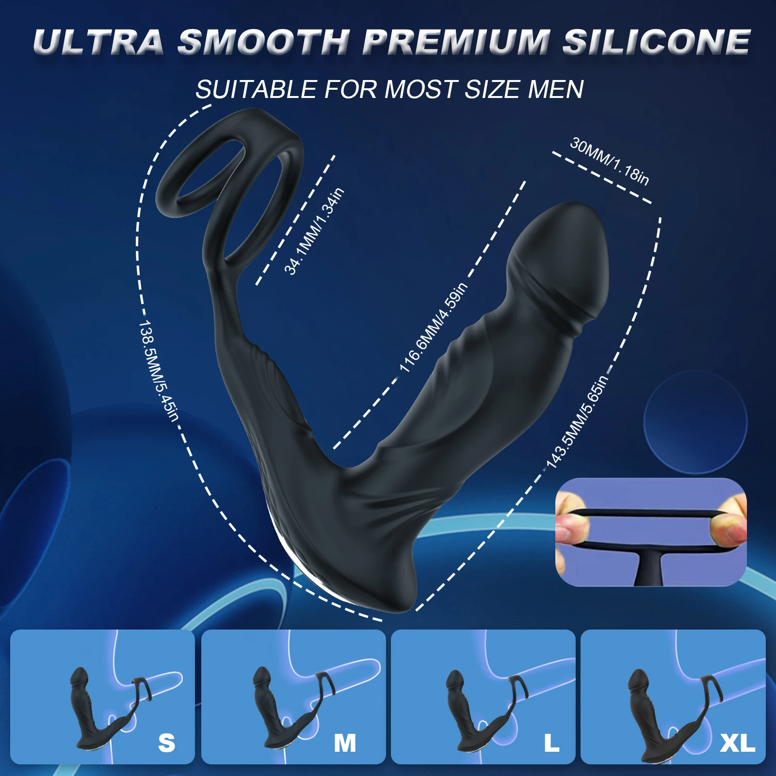 APP Control Soft Silicone Skin-friendly Adult Product Gay Anus Toys 9 Vibration Modes Anal Butt Plug Vibrator Cock Rings