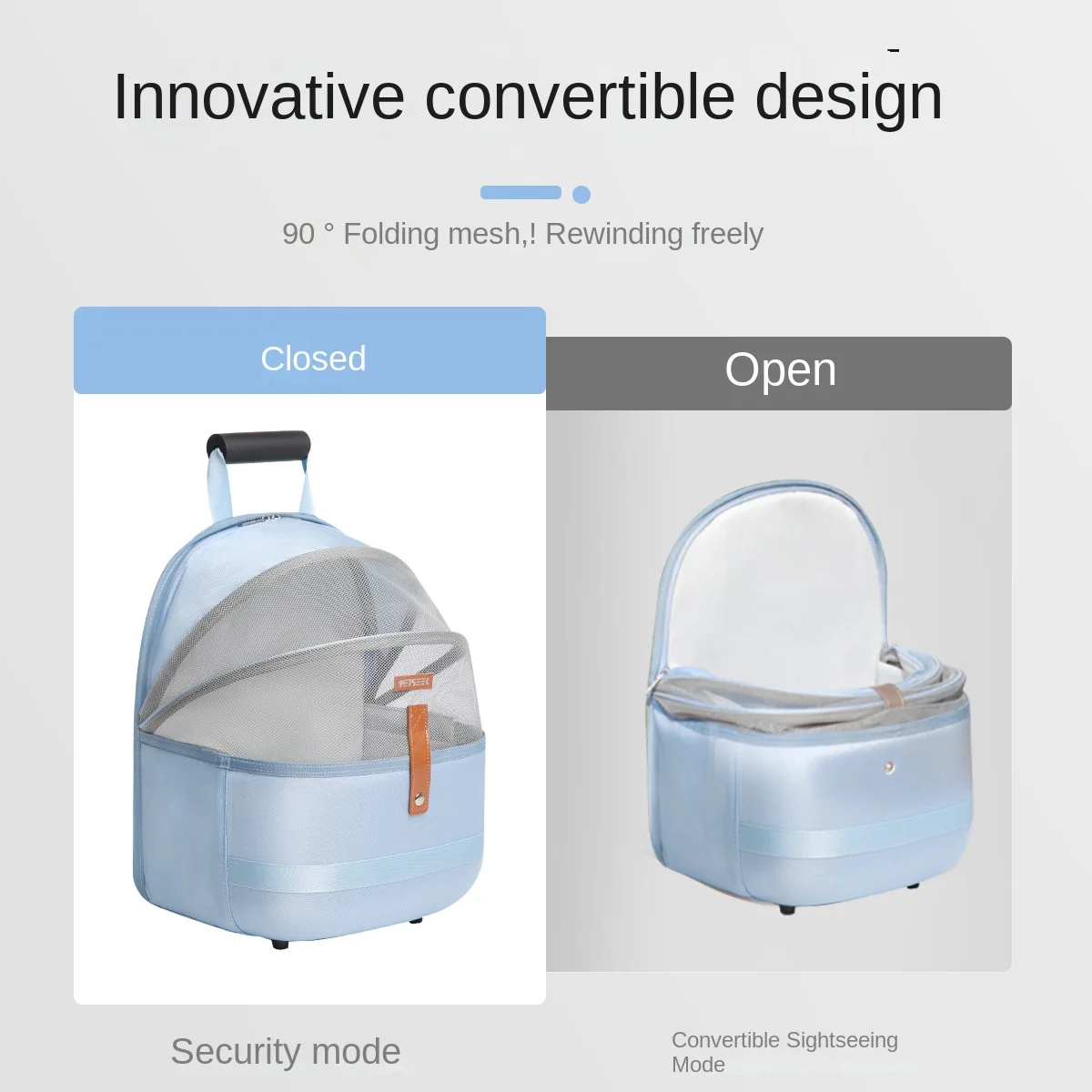 Pet Backpack with Breathable Fabric on the Front, Suitable for cat Use, Large Capacity, Portable.