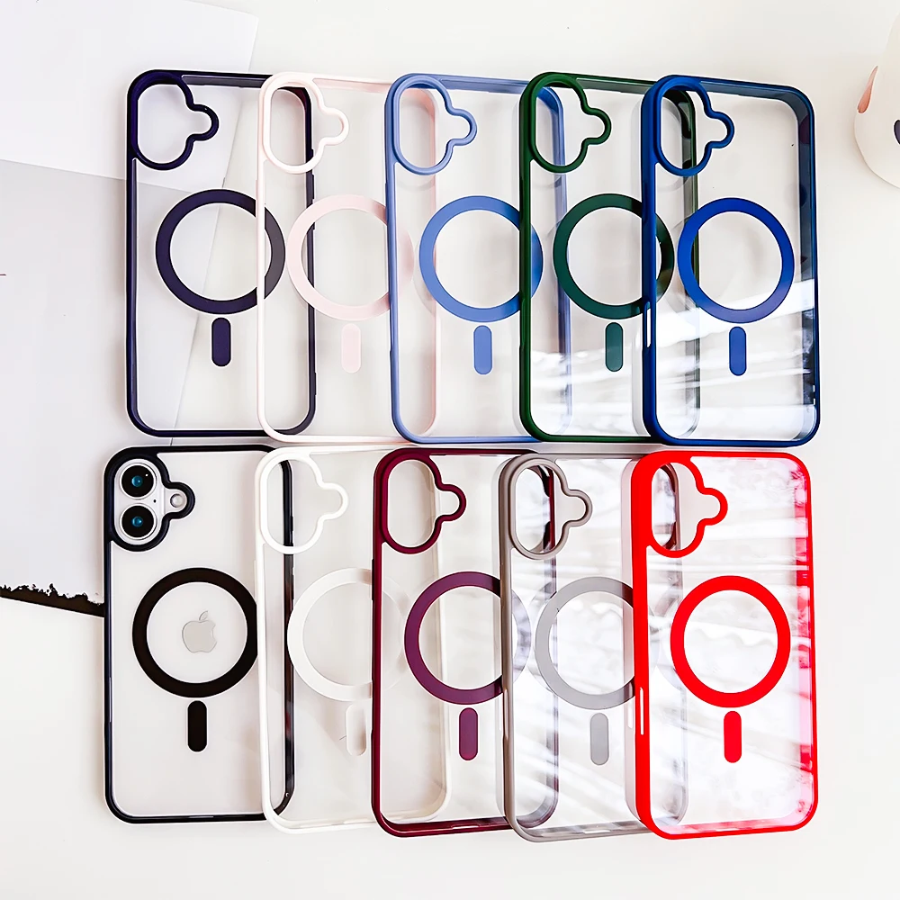 Transparent Magnetic hard Colorful phone case For iPhone 14 PRO MAX 16