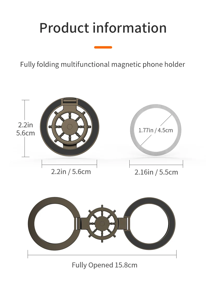 Magnetic Adsorption Foldable Phone Holder Ring Stand Double Sided Magnet for Smartphone Daily Use