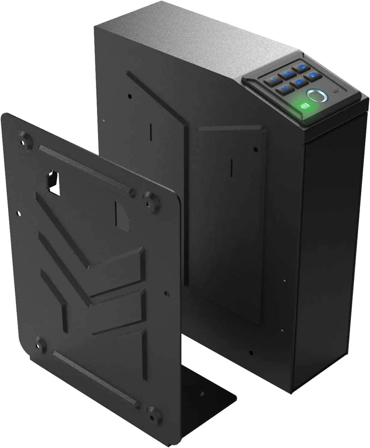 Steel Gun Safe with Key Lock Fingerprint PIN Code & 4-Way Unlock for Car Desk Bedside & Wall-Biometric Safe Box