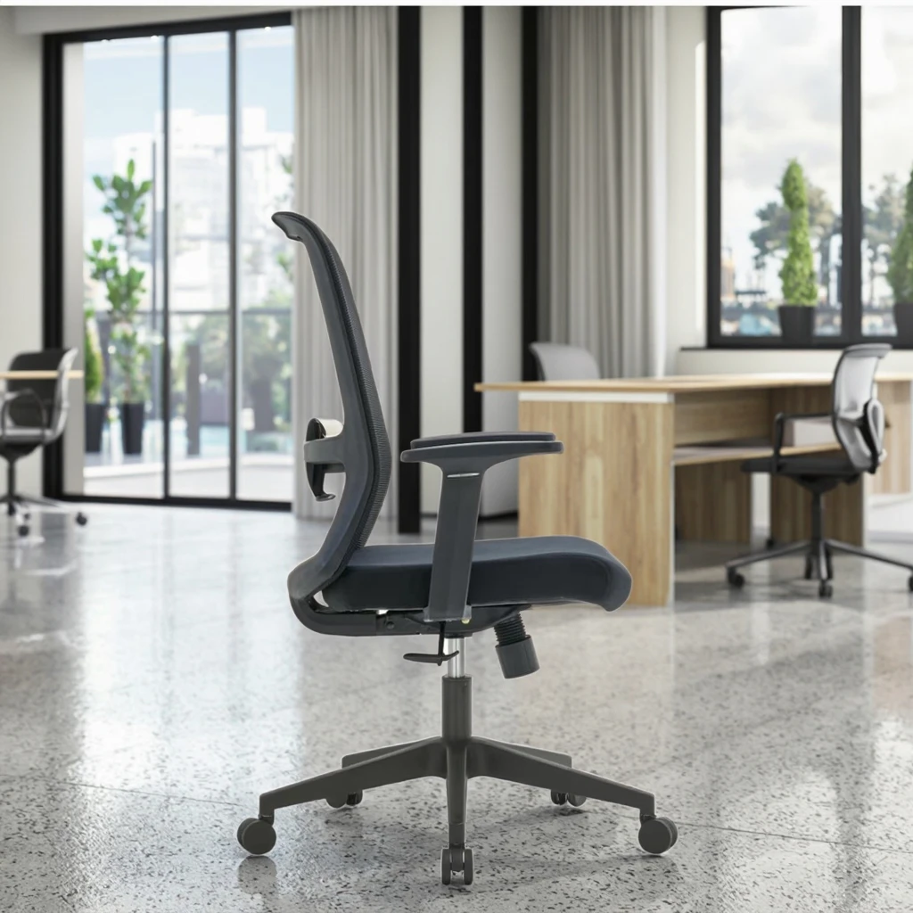 Business Computer Desk Chair with Flexible T-Fixed Armrests Ergonomic Lumbar Support Breathable Mesh High Back 4