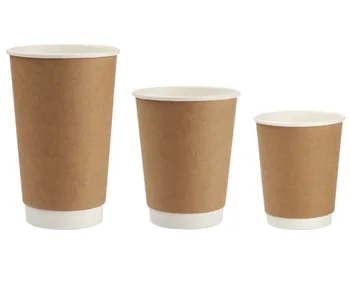 12oz 16oz 20oz disposable double wall tea coffee cup with coating and sleeves takeout takeaway for drinking  container