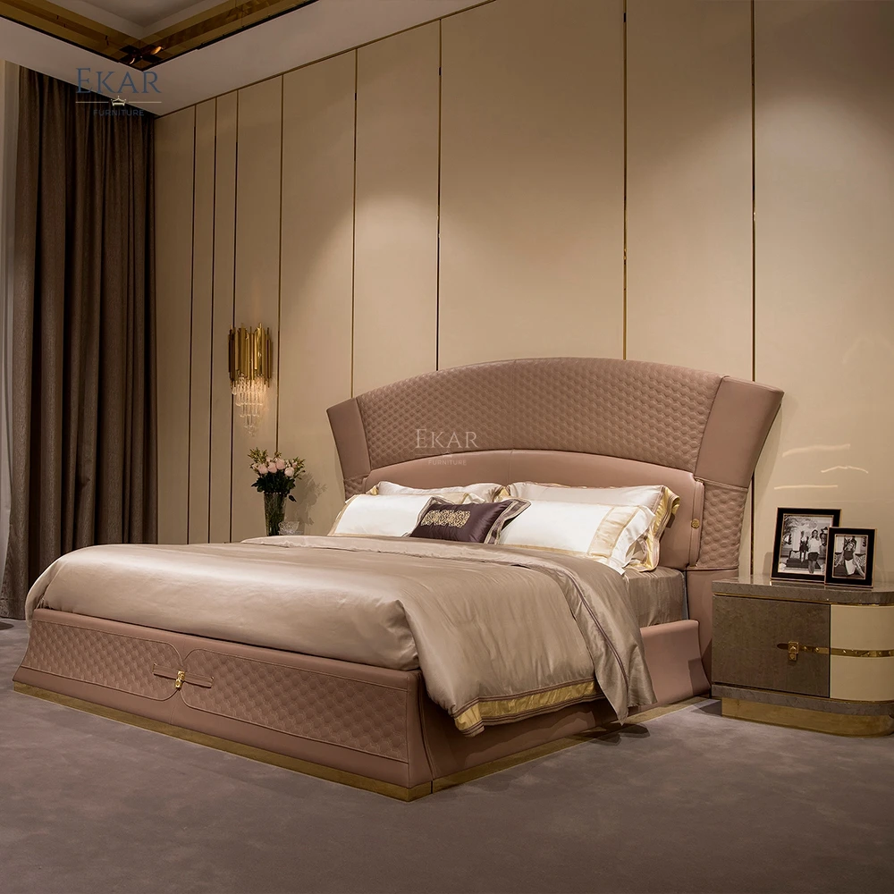 product gold brushed metal lacquer bed   luxury bedroom furniture with a golden touch-65