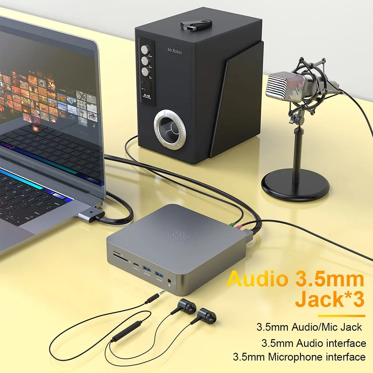 OEM USB C Dongle to Dual HDMI VGA 100WPD 4K Triple Display Mac Pro HDMI Adapter Mac Pro Docking Station