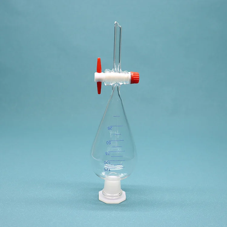 High Quality Lab Glassware Pear Shape Glass Separatory Funnel Separating Funnel With Ptfe Or 0186