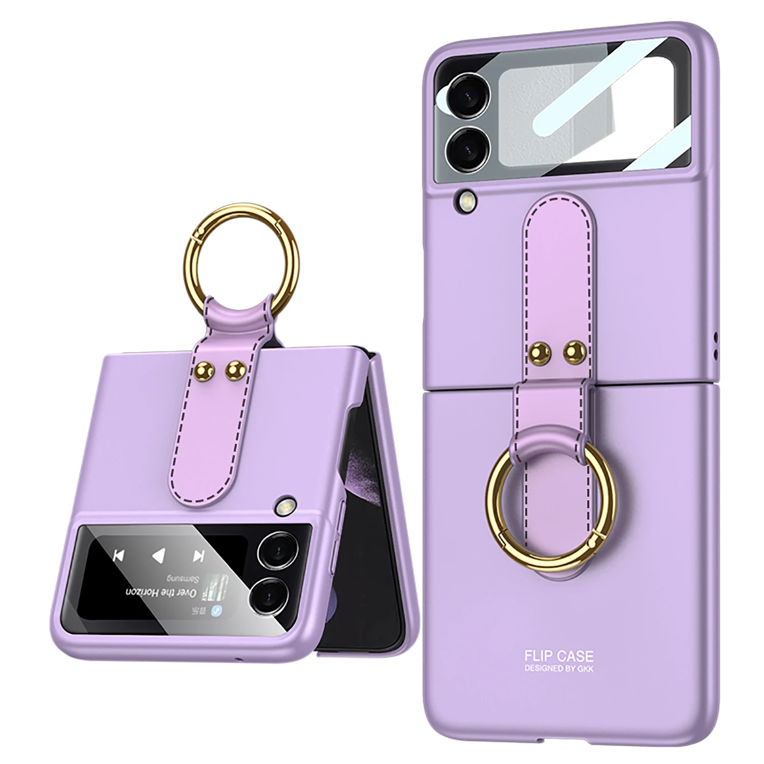 With Strap Finger Ring Case For Samsung Galaxy Z Flip 4 Case For