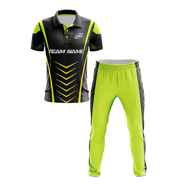 Newest Sublimation Cricket Uniform Set Sports T Shirt Designs Cricket  Jersey With Polo Collar