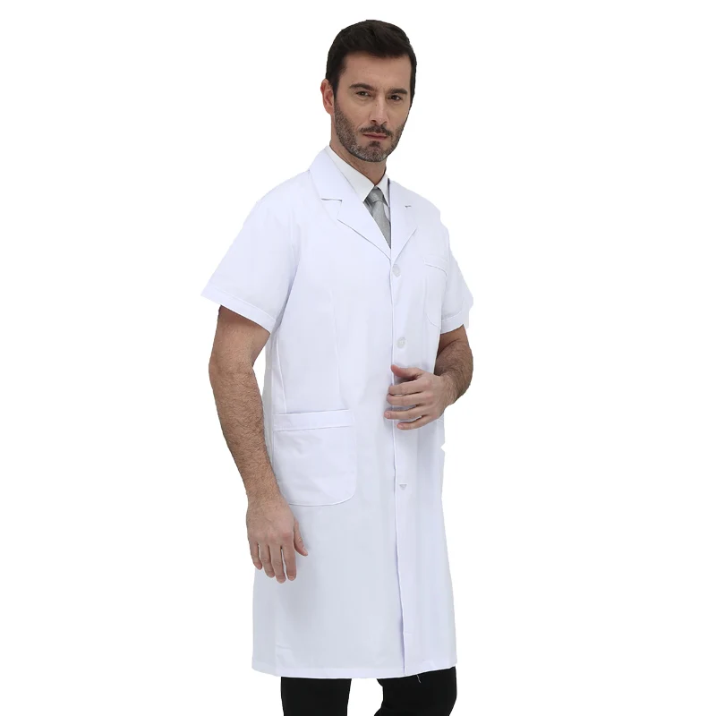 Unisex Laborkittel, Weiß, Langarm Kittel Aus Robuster Baumwolle Mit Druckknopfverschluss Unisex Laborkittel, Weiß, Langarm Kittel Aus Robuster Baumwolle Mit Druckknopfverschluss