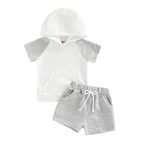 Customizable Latest Style Boy's Summer Short Sleeve Hooded T'shirt Top & Casual Shorts Infant 2 Piece Set