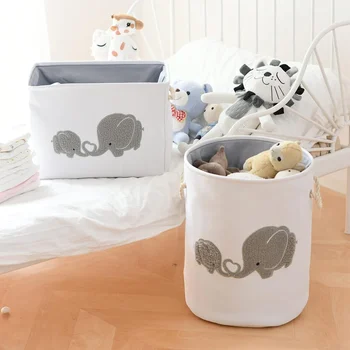 Hotselling baby folding large gray white  woven laundry round storage cotton rope basket with handles