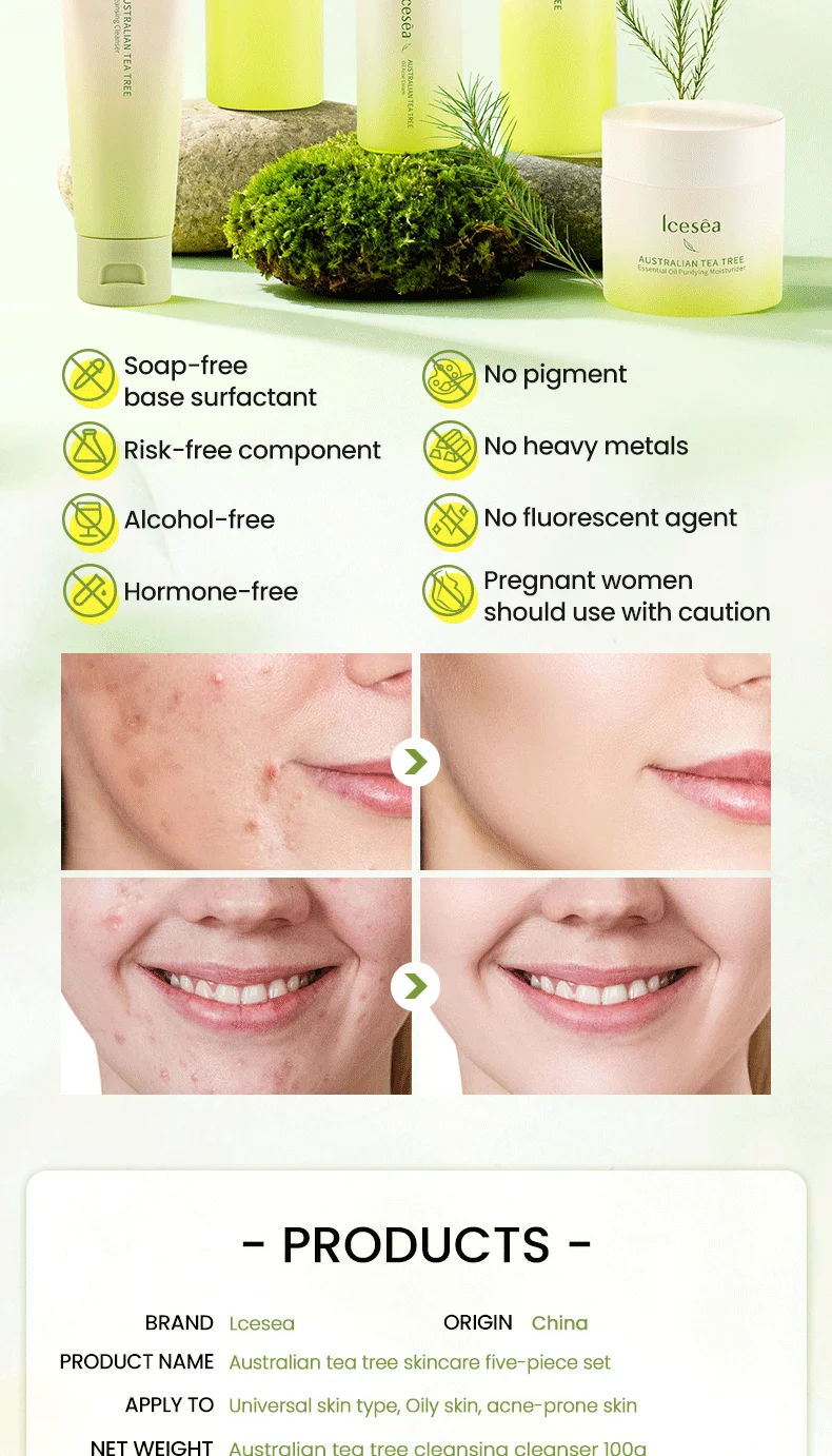 Icesea Australian Tea Tree Acne Solution Set - Daily Oil-Reducing Skincare Kit for Teen & Adult Acne, Clear Skin Essentials(pic9)