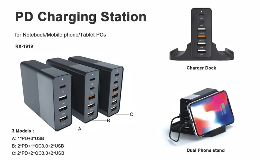 75 Вт с разъемом USB Type-C зарядное устройство держать подставка быстрой зарядки 3 0 доставки Зарядное PD адаптер для ноутбука MacBook ноутбуки телефоны