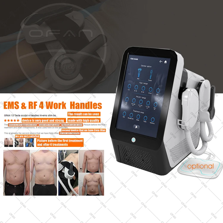 OFAN Eletroestimulador Ems Abdominal Em Rf Sculpt 4 Handles tesla Scult Ems Slimming Machine Portable