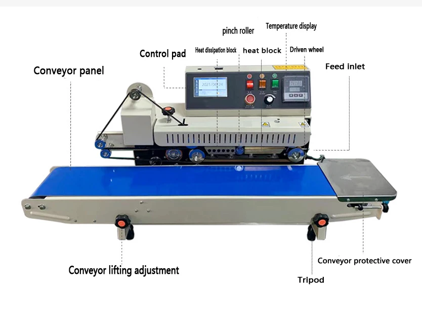 Inkjet Printing Expiry Date Continuous Band Sealing Machine Sealer