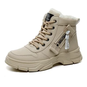W2557-2 Wholesale Winter Plush Inner Large Cotton Shoes Student Warm Ankle Boots Versatile Warm Women's High Top Boots