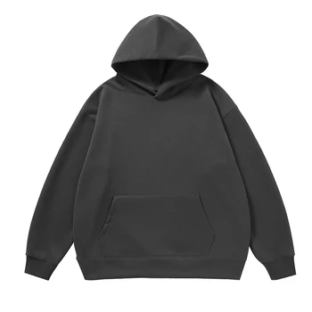 ZW High Quality 100% Cotton Men's Plus-Size Hoodie Dark Gray High-End Top with Customizable Logo Fast Shipping Loose Fit