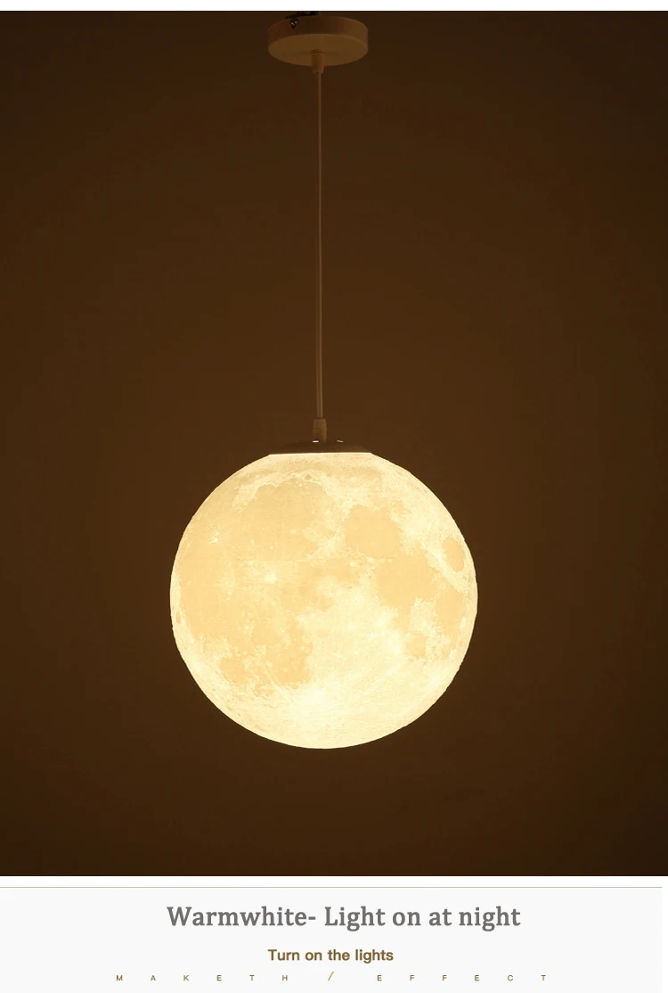 3D Globe Printing Pendant Lighting Modern Design Moon Chandelier Personality Bedroom Hanging Light