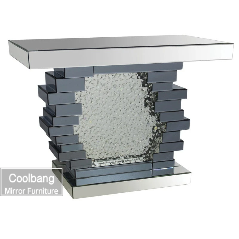 Unique Design Sparkly Floating Crystal Decorative Mirrored Console Table