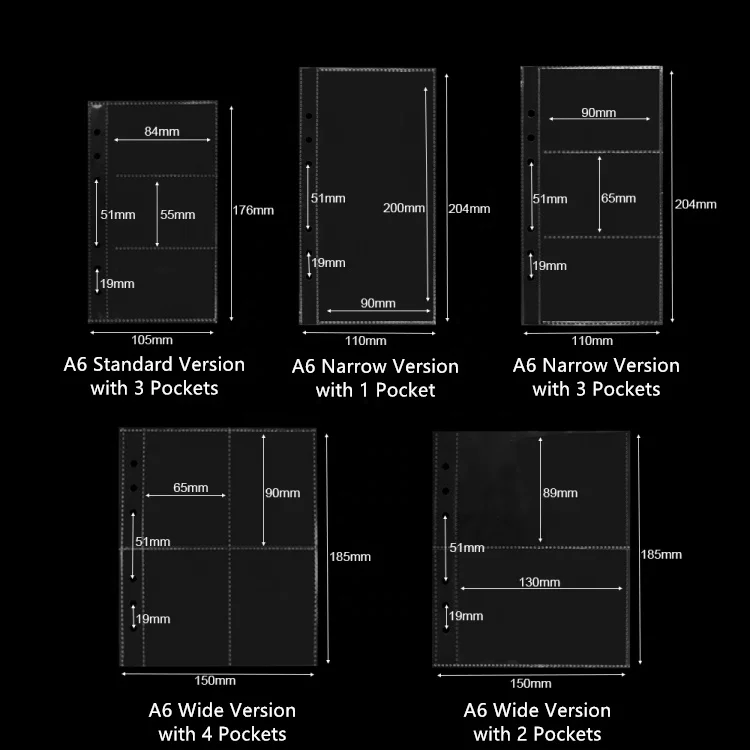 Прозрачный Полипропиленовый чехол для карт, игровые держатели для карт, бумажники для хранения, коллекционные страницы для альбомов, держатели для фотоальбомов, вставки для кольца A6