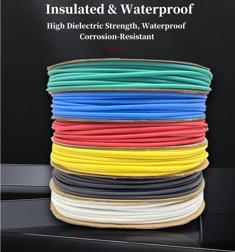 PE Heat Shrink Sleeve 2:1 Black White Color Shrinkable Tubing 12mm Cylinder Cable Heat Shrink Tube Cable Management Kit