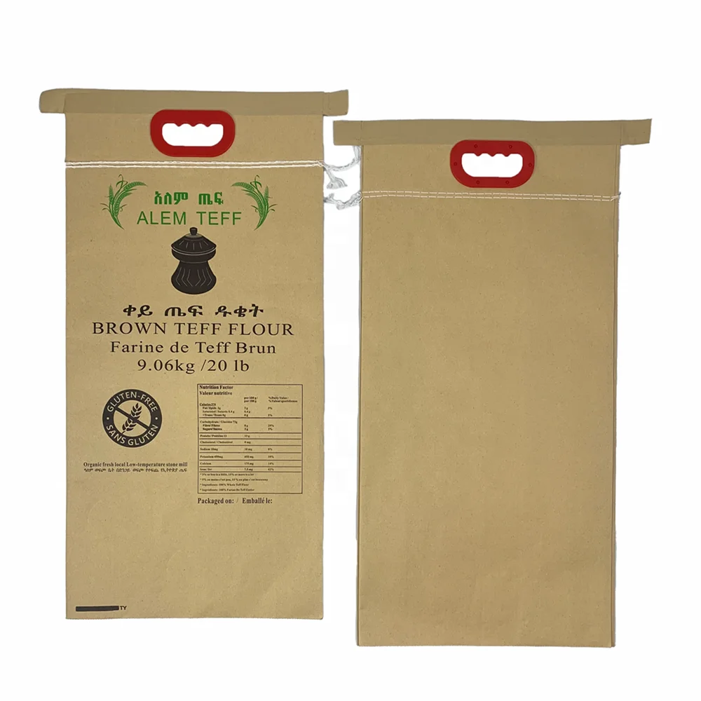 Teff Wheat Flour Bag Kraft Paper Laminated White pp Woven Packing Bag