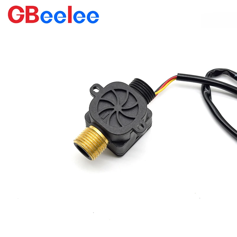 1-30L/min 3 Wires G1/2 Water Dispenser Flow Switch Turbine Type Flow Meter Copper Shell Threaded With NTC 50K Hot Water Sensor