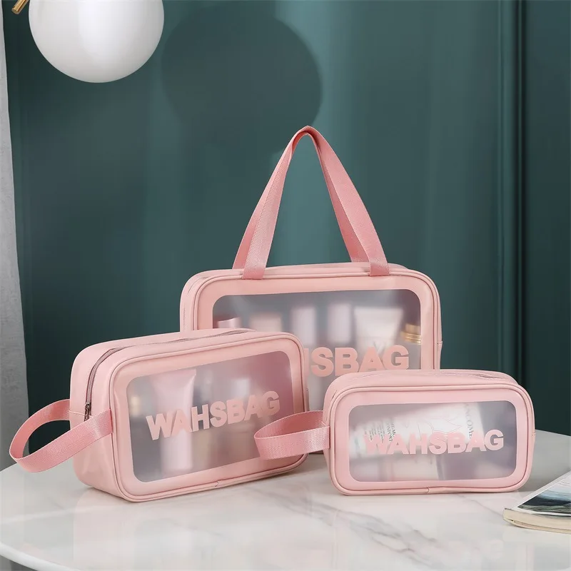 Buy Wholesale China Travel Transparent Vinyl Waterproof Beach Zipper Cosmetic  Bag Pouch Clear Toiletry Bag With Handle & Travel Bag Makeup Case at USD  3.9