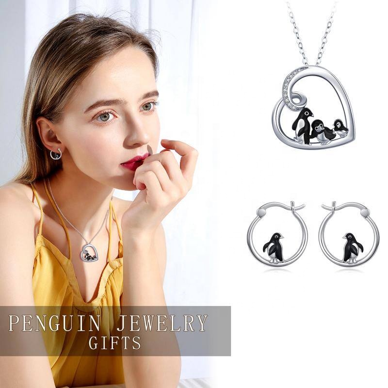 Gioielli Hawaiani Pinguino Collana In Argento Sterling 925 Con Ciondolo Pinguino - Gioiello Hawaiano, Design Contorno, Nuovo Senza Etichette Argento 925
