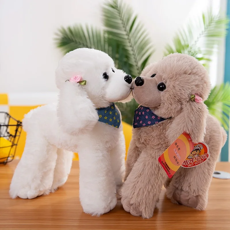 Long Hair Poodle Dog Plush Toy Bichon Frise Pug Husky Chihuahua Shiba Inu  Bull Terrier Stuffed Animal Doll Pillow for Kids Gift