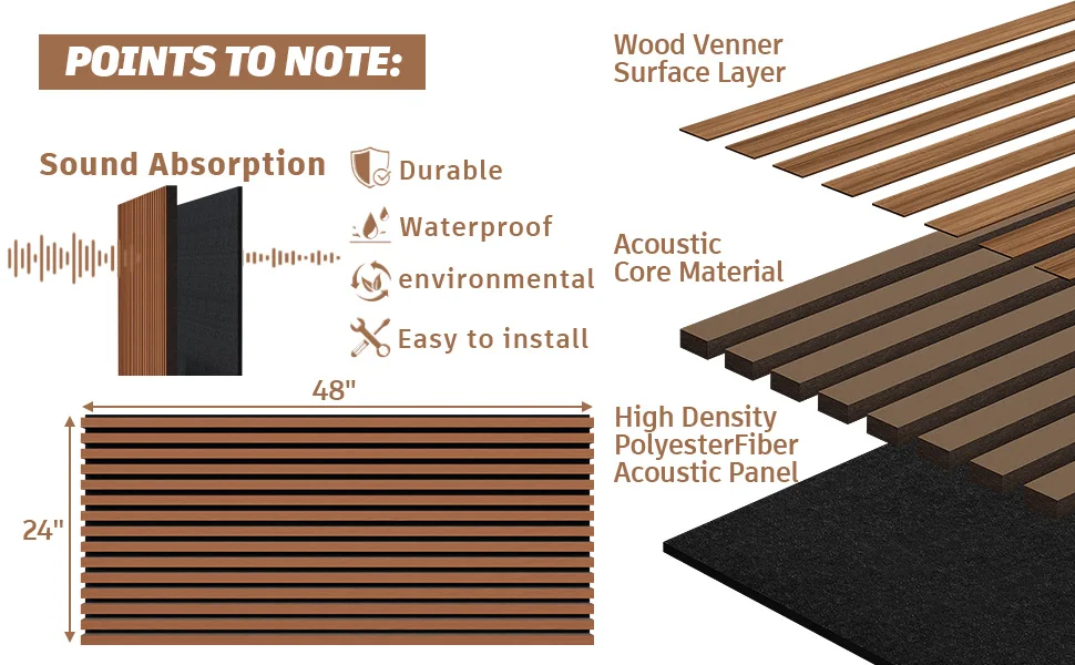 Modern Designed Wooden Acoustic Slat Wood Panels Decorative Sound Absorbing Noise Panel for Hotel/Apartment Interior TV Wall manufacture
