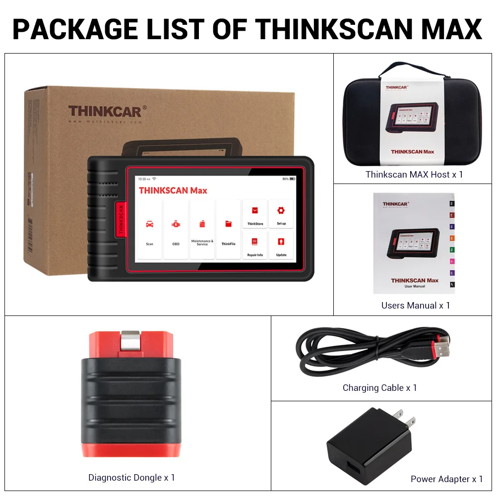 图片关键词 2022 Second Generation Thinkscan Max OBD2 Auto Testing Machine Professional Car Full System Diagnostic Tool Plastic Code Reader