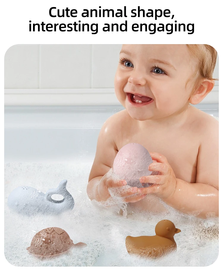 Silicone Toddlers Bathtubs Whales Bubble Toy Baby Shower Toys Water