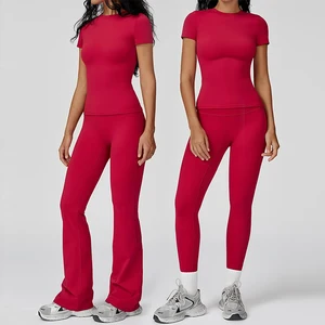 Brushed Soft Touch Slim Fit High Impact Training Running Compression Outfit Women Outdoor Fitness Workout Yoga Set